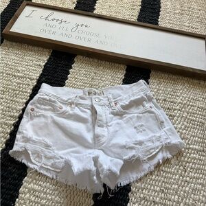 We The Free White Distressed Jean Shorts